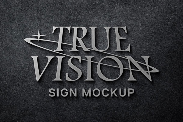 Free Luxury Silver Signboard Logo Mockup PSD Template