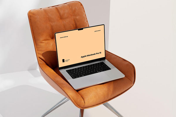 Free Office Chair MacBook Pro Mockup PSD Template