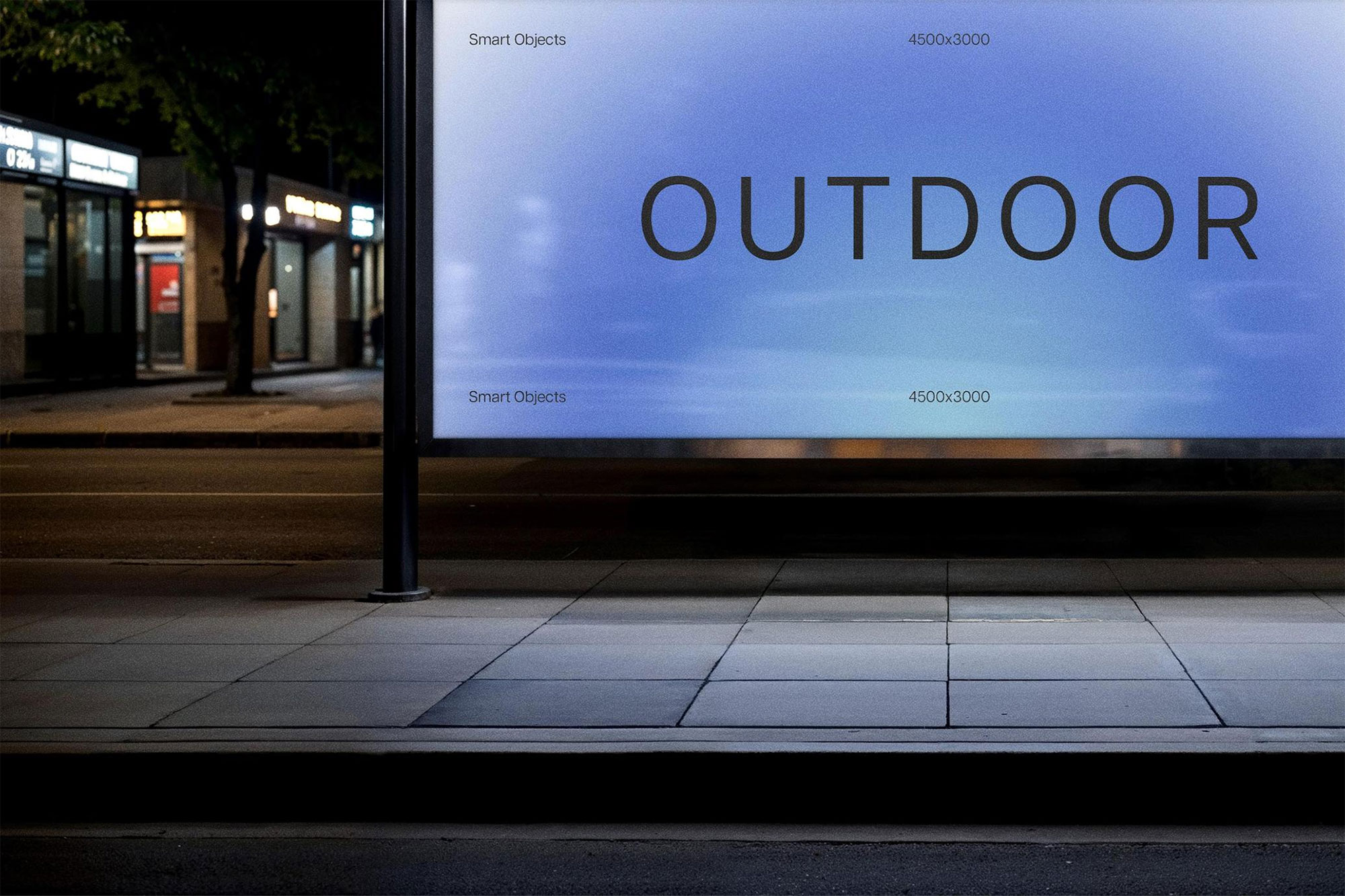 Free Outskirts Bus Stop Billboard Mockup PSD Template