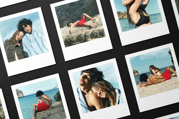 Free Polaroid Instant Cards Grid Mockup PSD Template