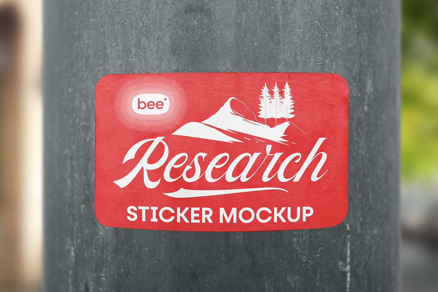 Free Rectangle Sticker on Pole Mockup PSD Template