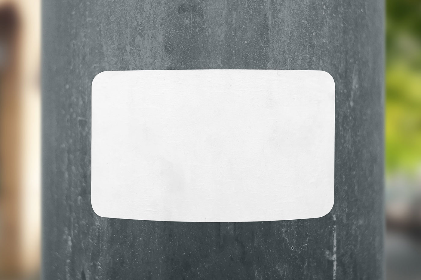 Free Rectangle Sticker on Pole Mockup PSD Template