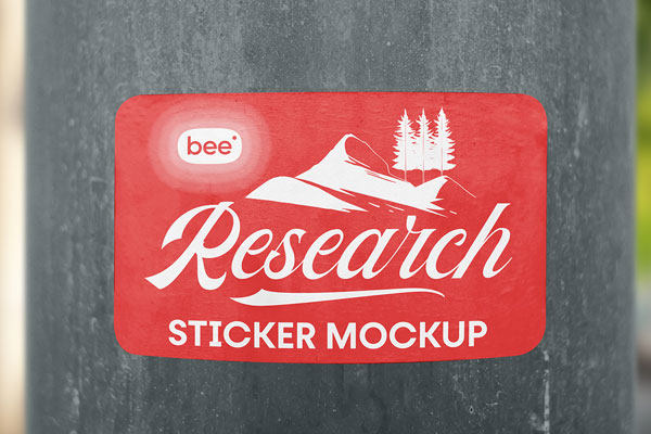 Free Rectangle Sticker on Pole Mockup PSD Template