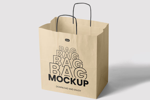 Free Standing Big Paper Bag Mockup PSD Template