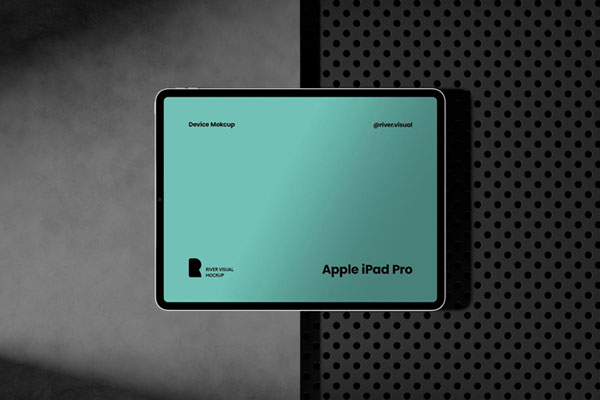 Free Steel Concrete iPad Pro Mockup PSD Template