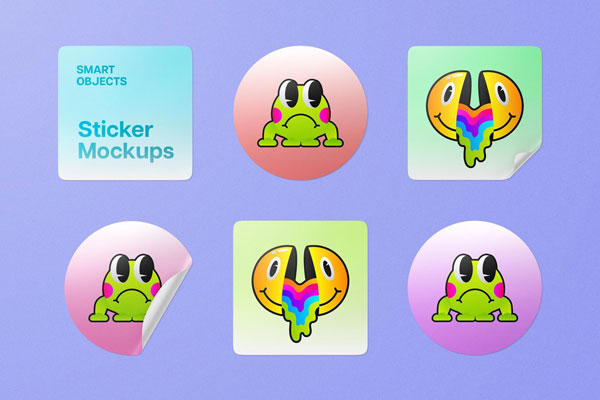 Free Sticker Set Mockup PSD Template