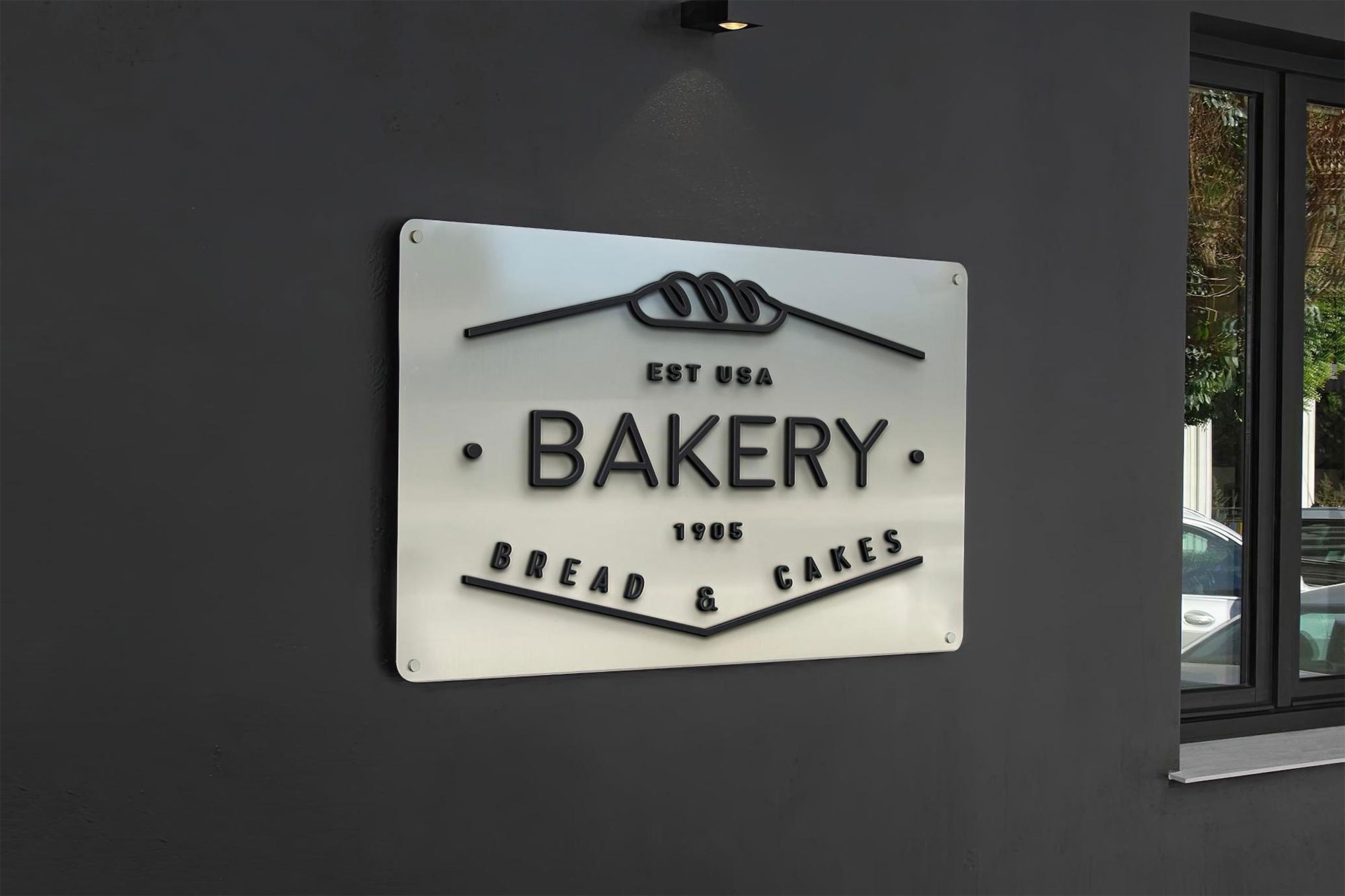 Free Storefront Plaque Sign Mockup PSD Template