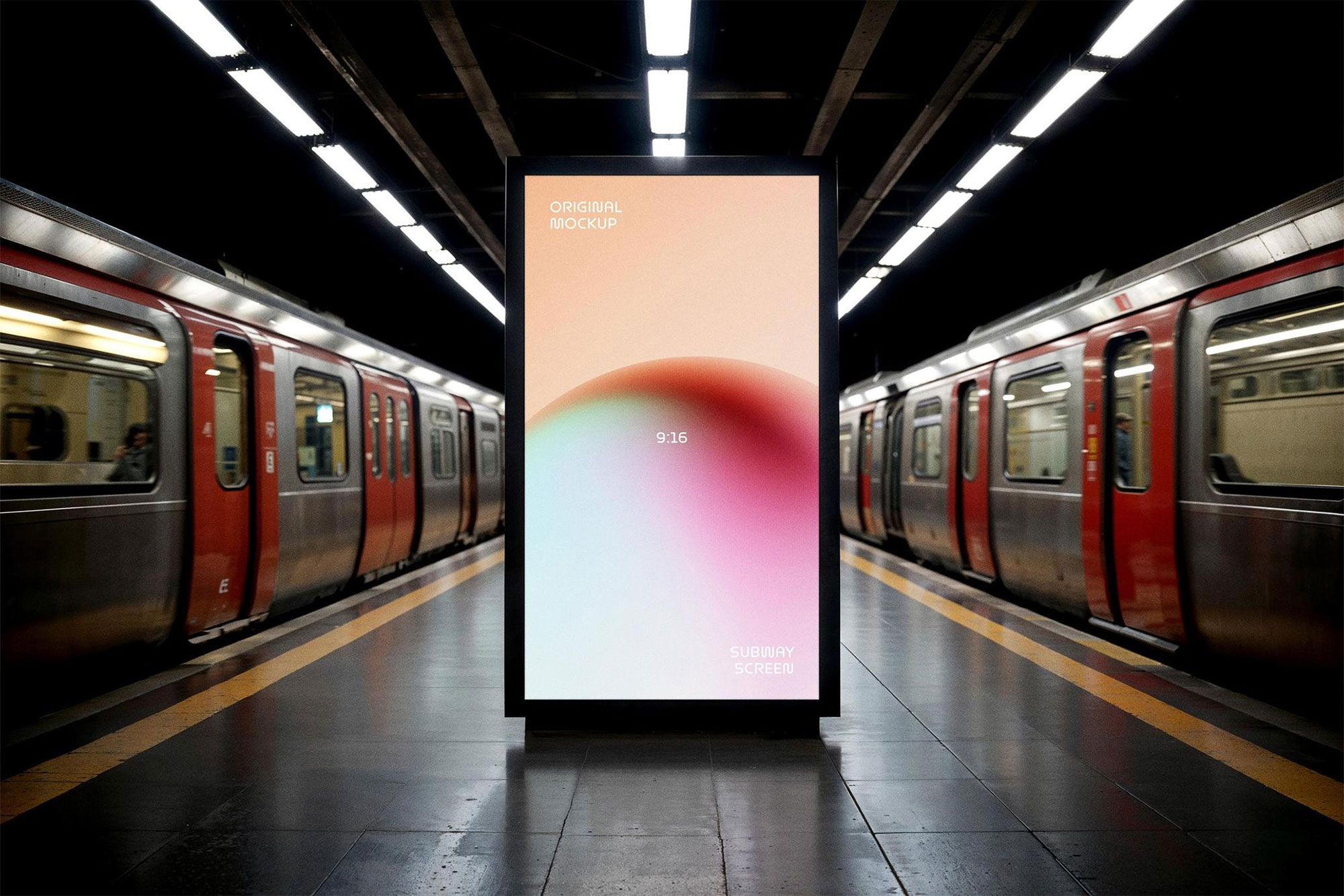 Free Subway Digital Signage Mockup PSD Template