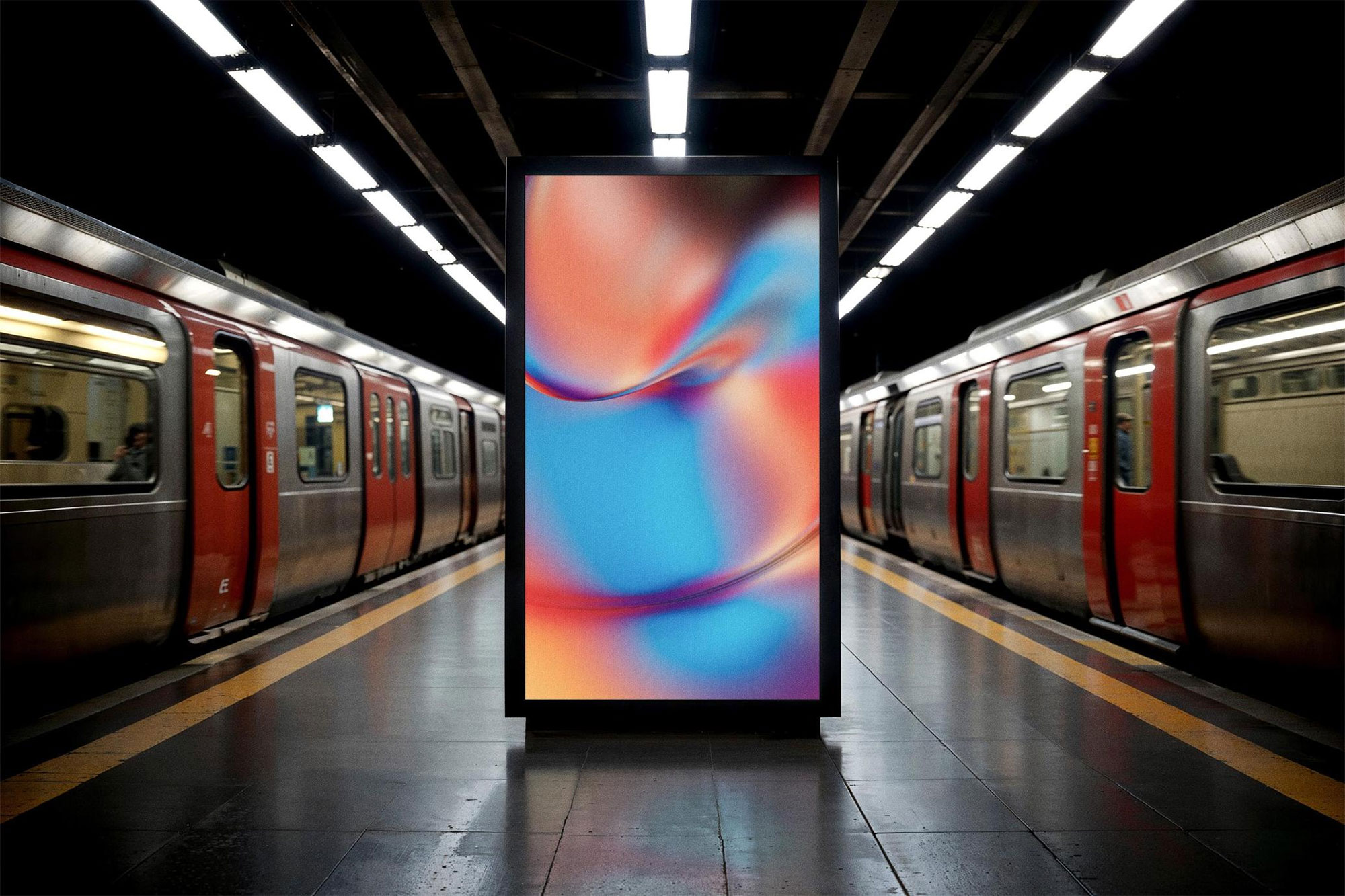 Free Subway Digital Signage Mockup PSD Template
