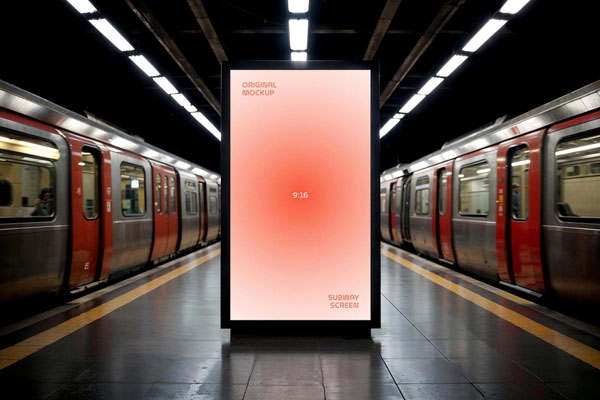 Free Subway Digital Signage Mockup PSD Template