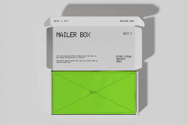 Free Top View Opened Mailer Box Mockup PSD Template