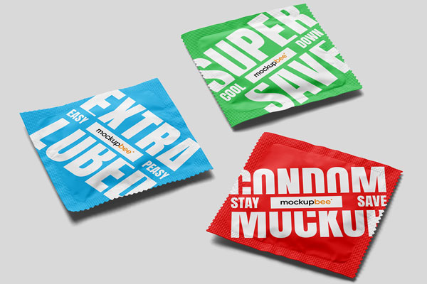 Free Triple Condom Mockup PSD Template