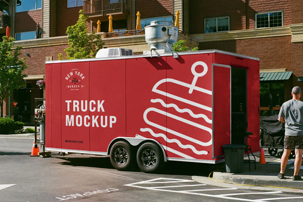 Free Truck Trailer Mockup PSD Template