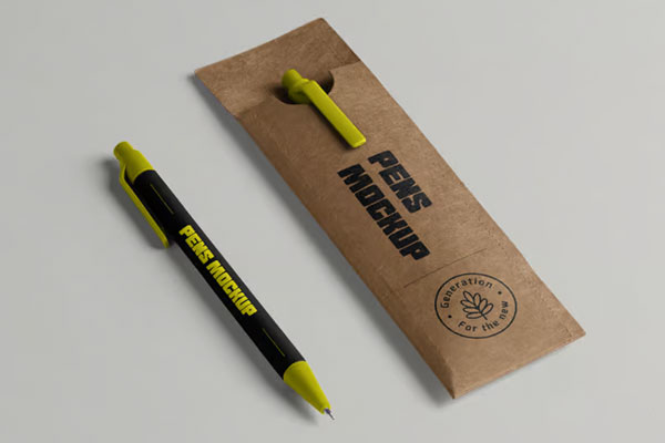 Free Two Pens with Case Mockup PSD Template