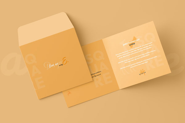 Free Two Square Folded Wedding Invitation Card Mockups PSD Template