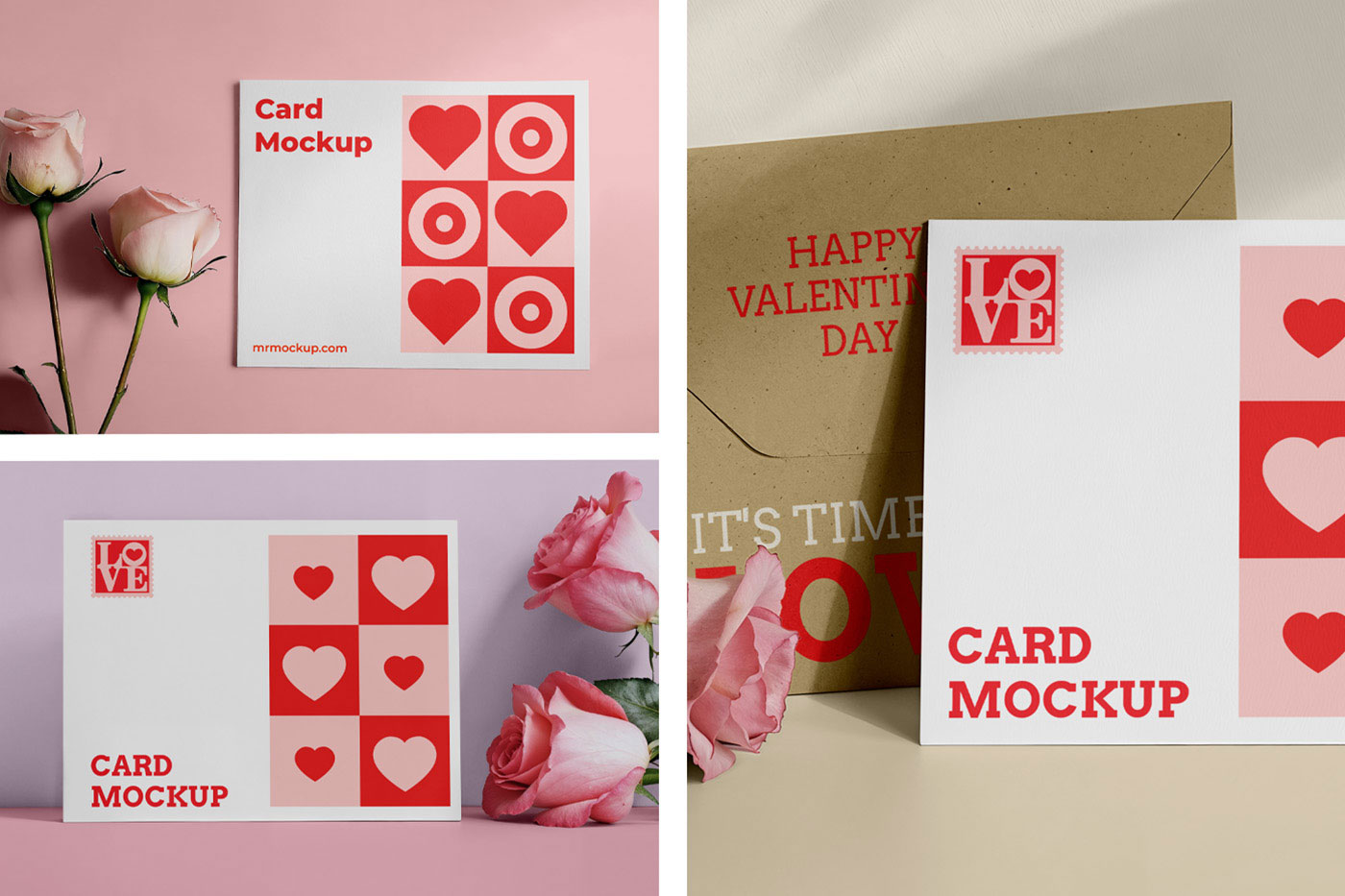 Free Valentines Card Set Mockups PSD Template
