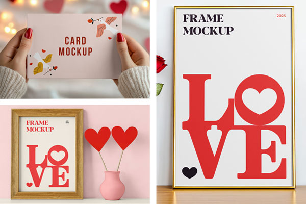 Free Valentine's Day Frame Mockup PSD Template