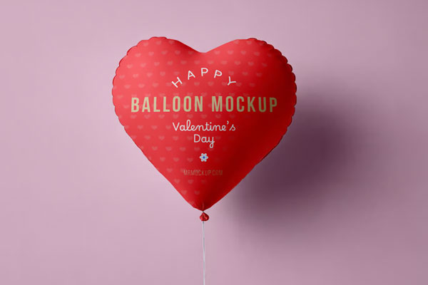Free Valentines Day Heart Balloon Mockup PSD Template