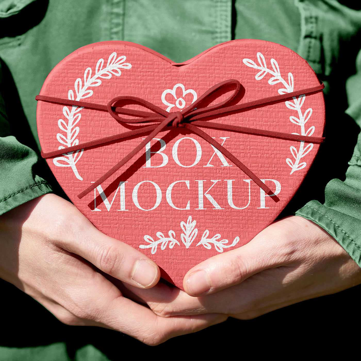 Free Valentines Heart Shaped Box Mockup PSD Template