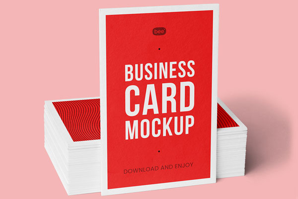 Free Vertical Business Card Stack Mockup PSD Template