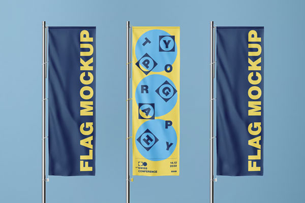 Free Vertical Flag Mockup PSD Template