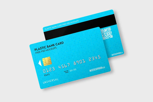 Free 2 Plastic Bank Card Mockups PSD Template