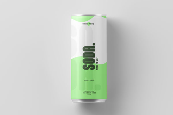 Free 250ml Soda Can Mockup From Top View PSD Template