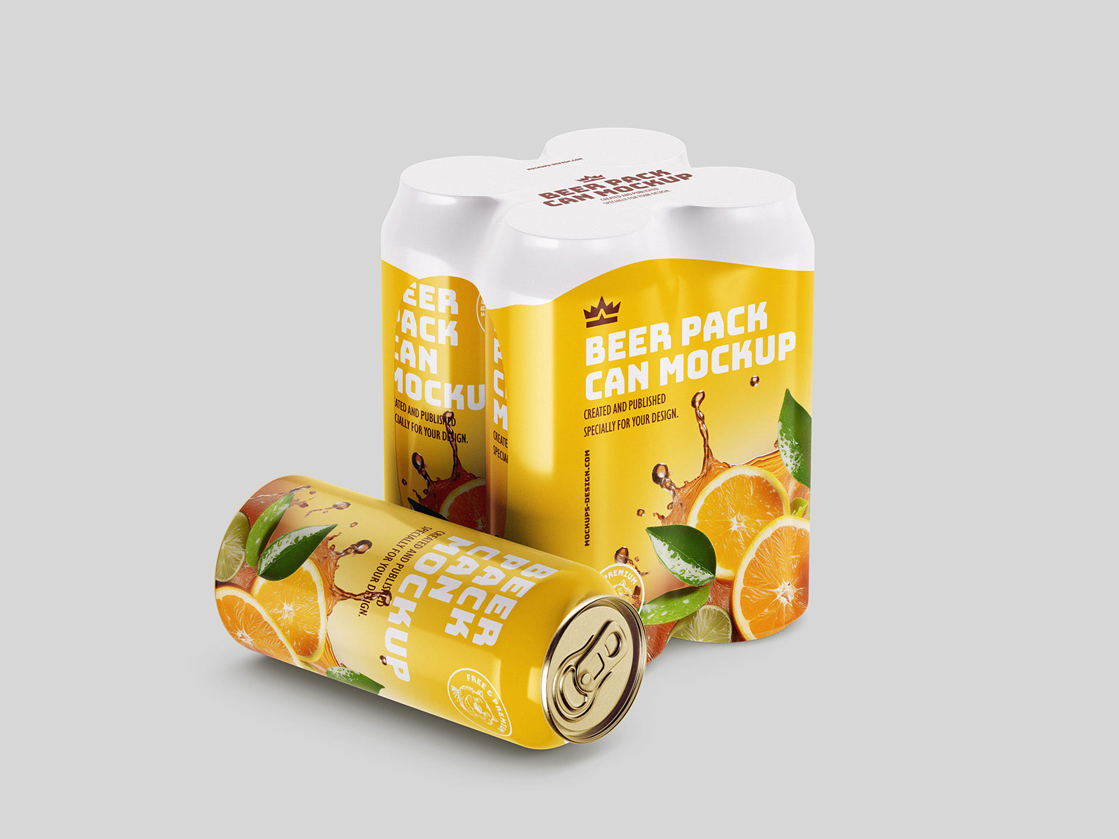 Free Beer Foil 4 Pack Mockup PSD Template