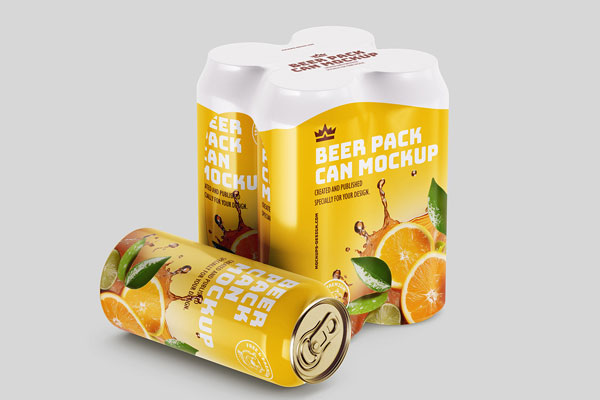 Free Beer Foil 4 Pack Mockup PSD Template