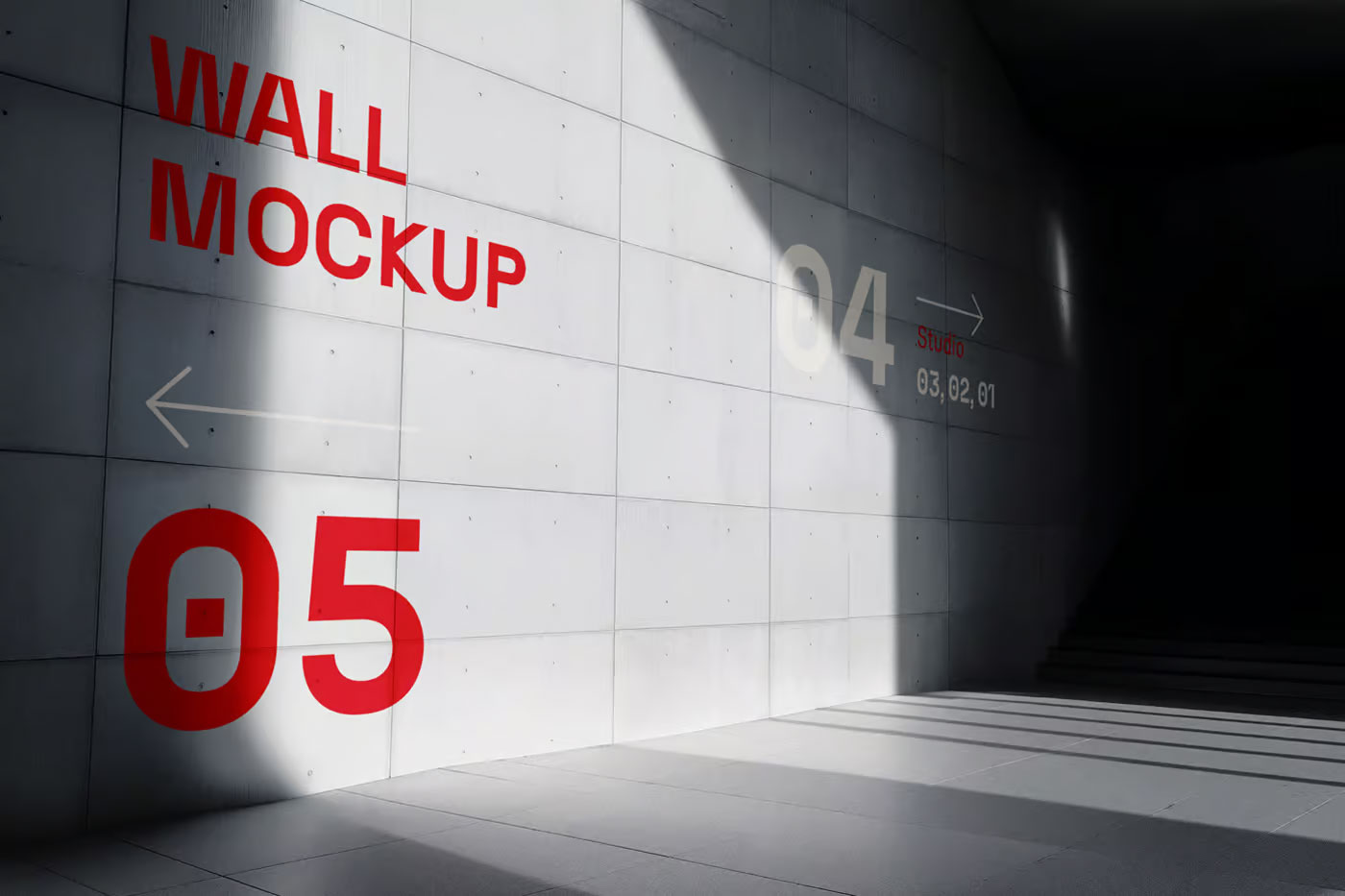 Free Big Concrete Wall Mockup PSD Template