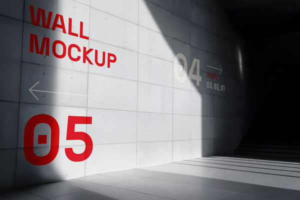 Free Big Concrete Wall Mockup PSD Template