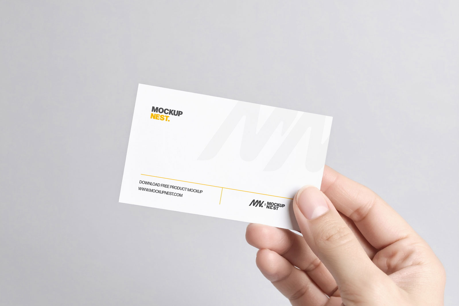 Free Business Card Holding by Hand Mockup PSD Template