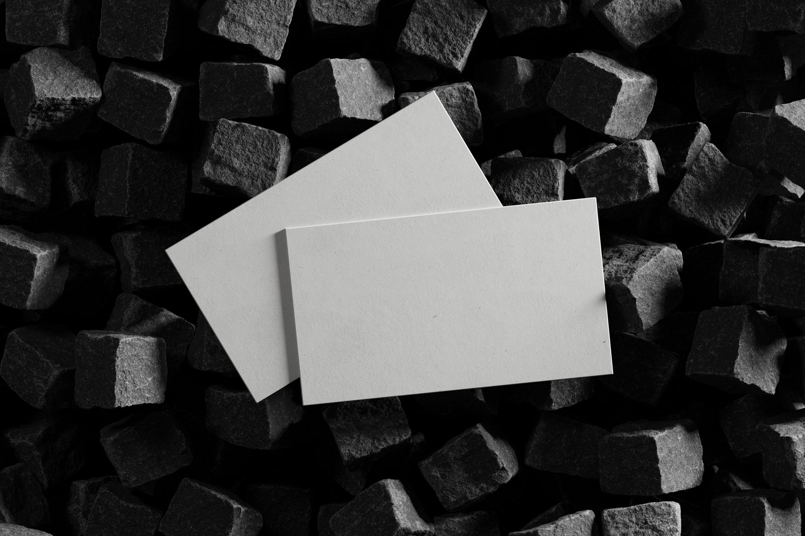 Free Business Card on Stone Cubes Mockup PSD Template