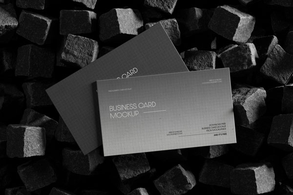 Free Business Card on Stone Cubes Mockup PSD Template
