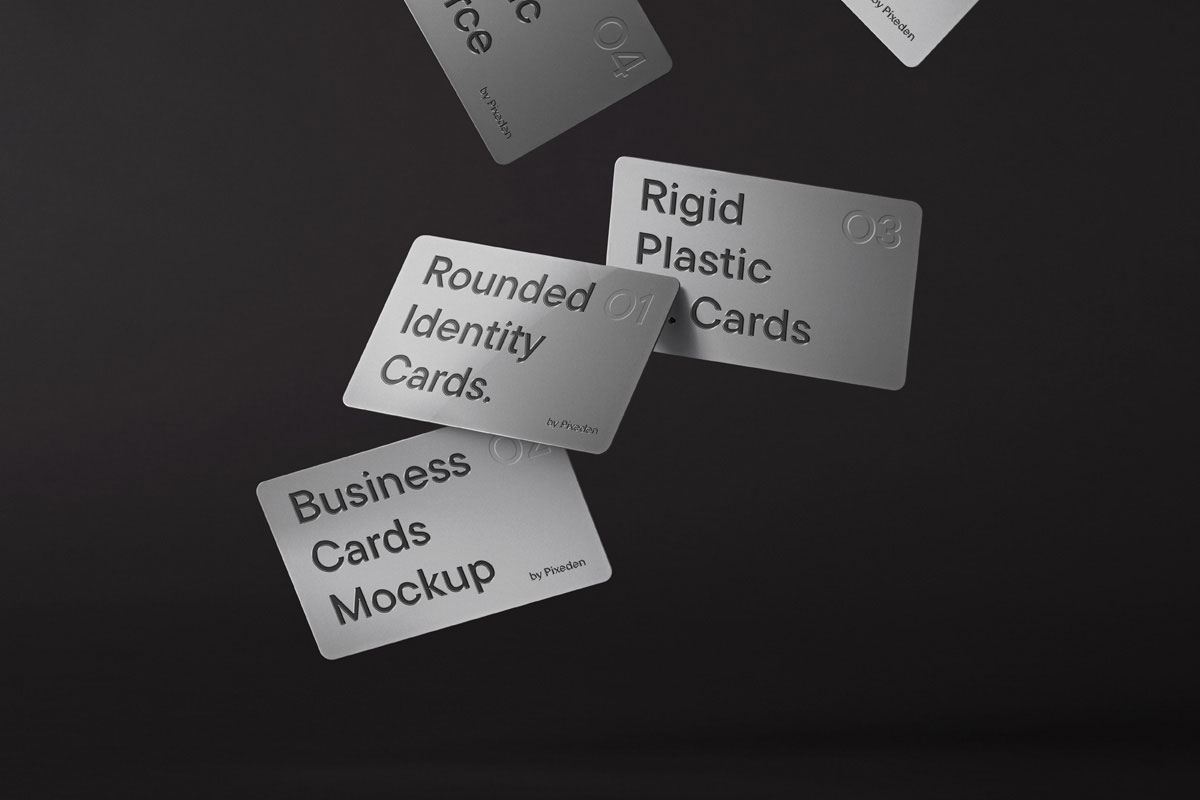Free Flying Rounded Identity Card Mockup PSD Template