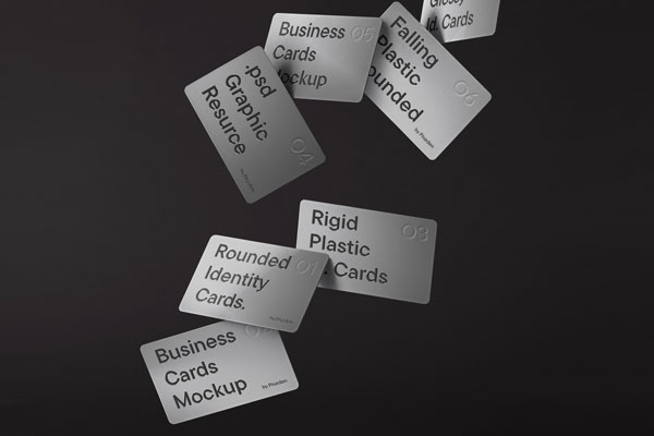 Free Flying Rounded Identity Card Mockup PSD Template