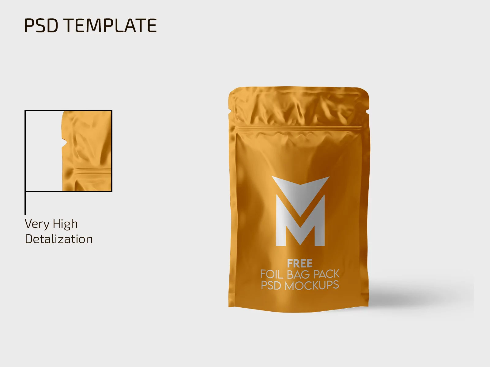 Free Foil Bag Pack Mockup PSD Template