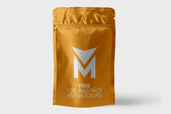 Free Foil Bag Pack Mockup PSD Template
