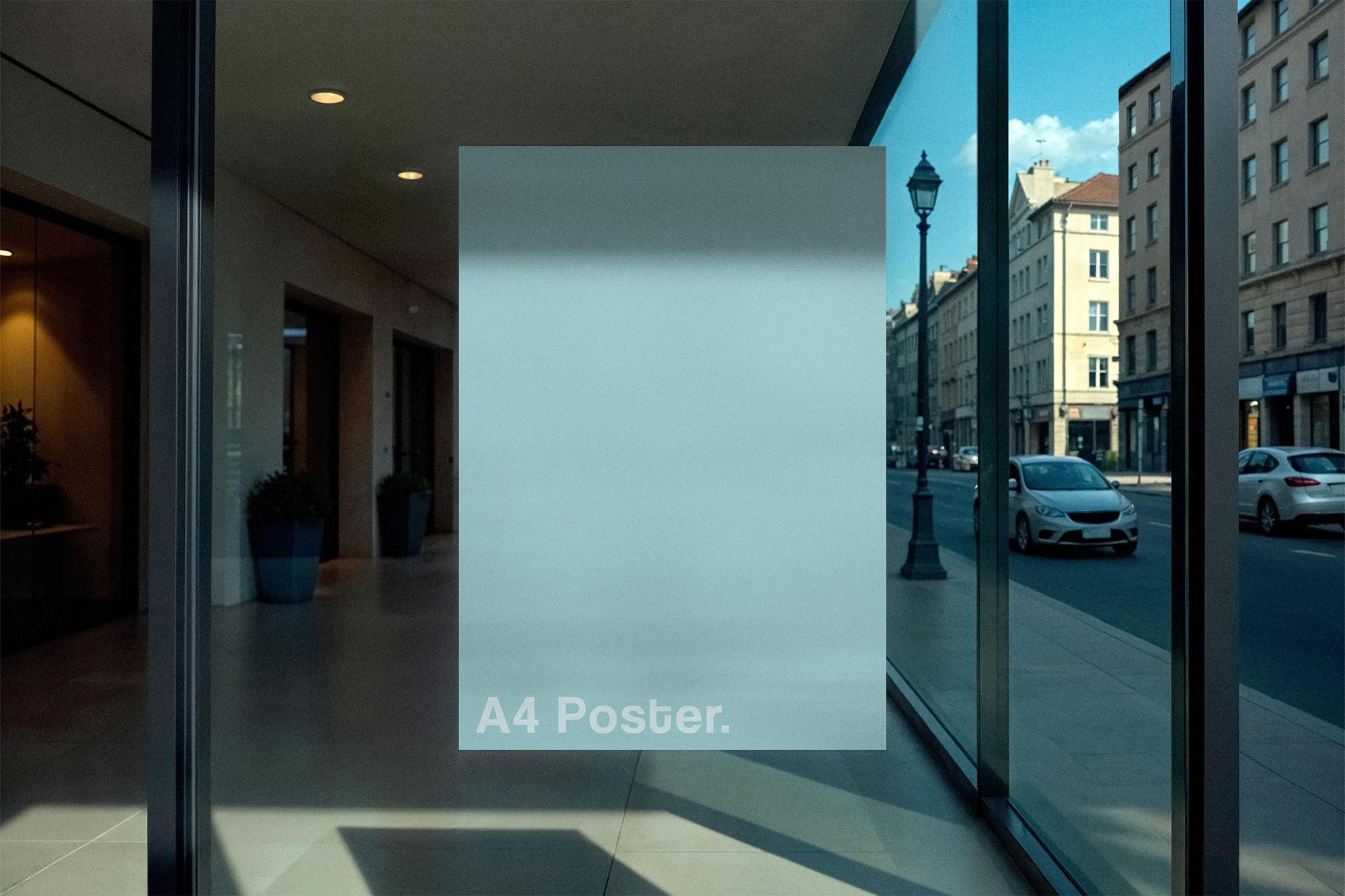 Free Gallery Window Poster Mockup PSD Template