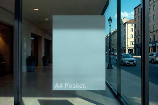 Free Gallery Window Poster Mockup PSD Template