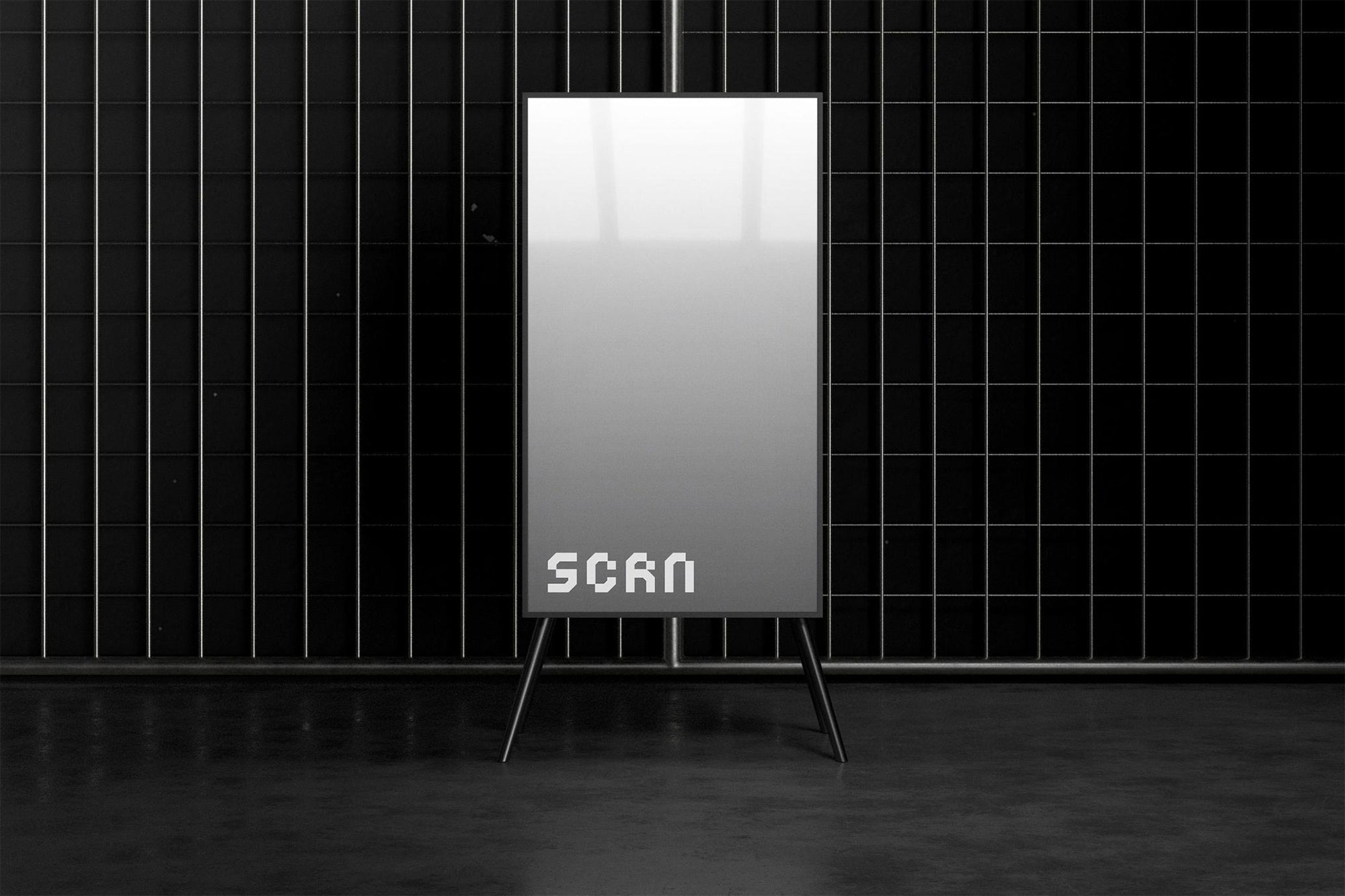 Free Glowing Stand Screen Mockup PSD Template