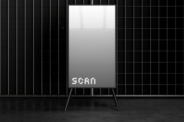 Free Glowing Stand Screen Mockup PSD Template