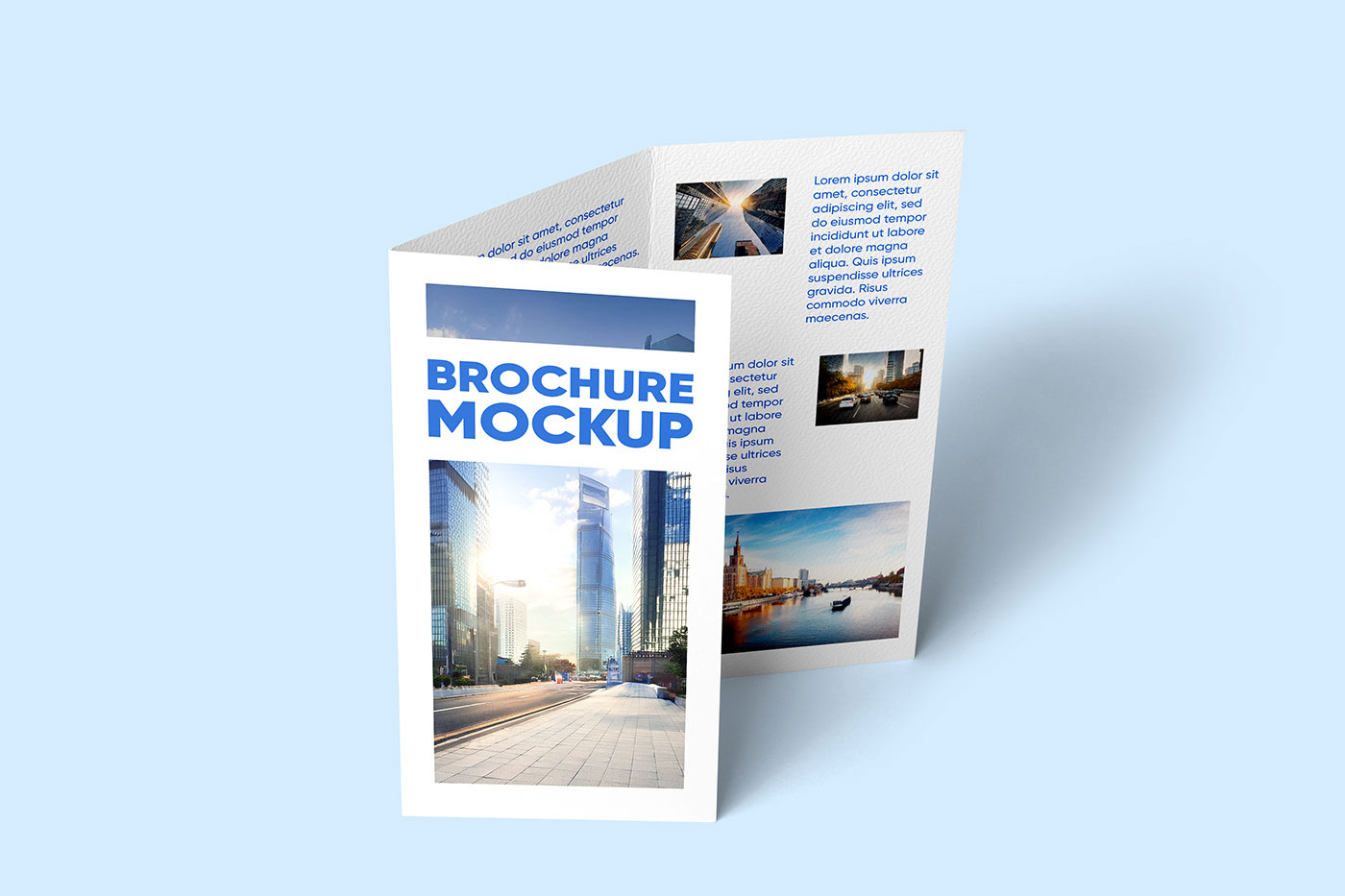 Free Half Closed Trifold Brochure Mockup PSD Template