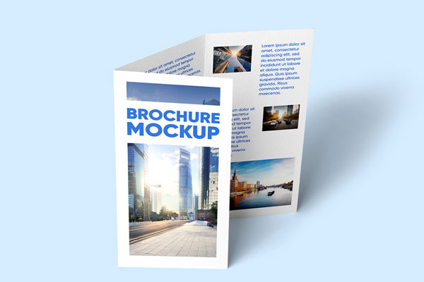 Free Half Closed Trifold Brochure Mockup PSD Template