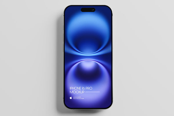 Free iPhone 16 Pro Mockup From Top View PSD Template