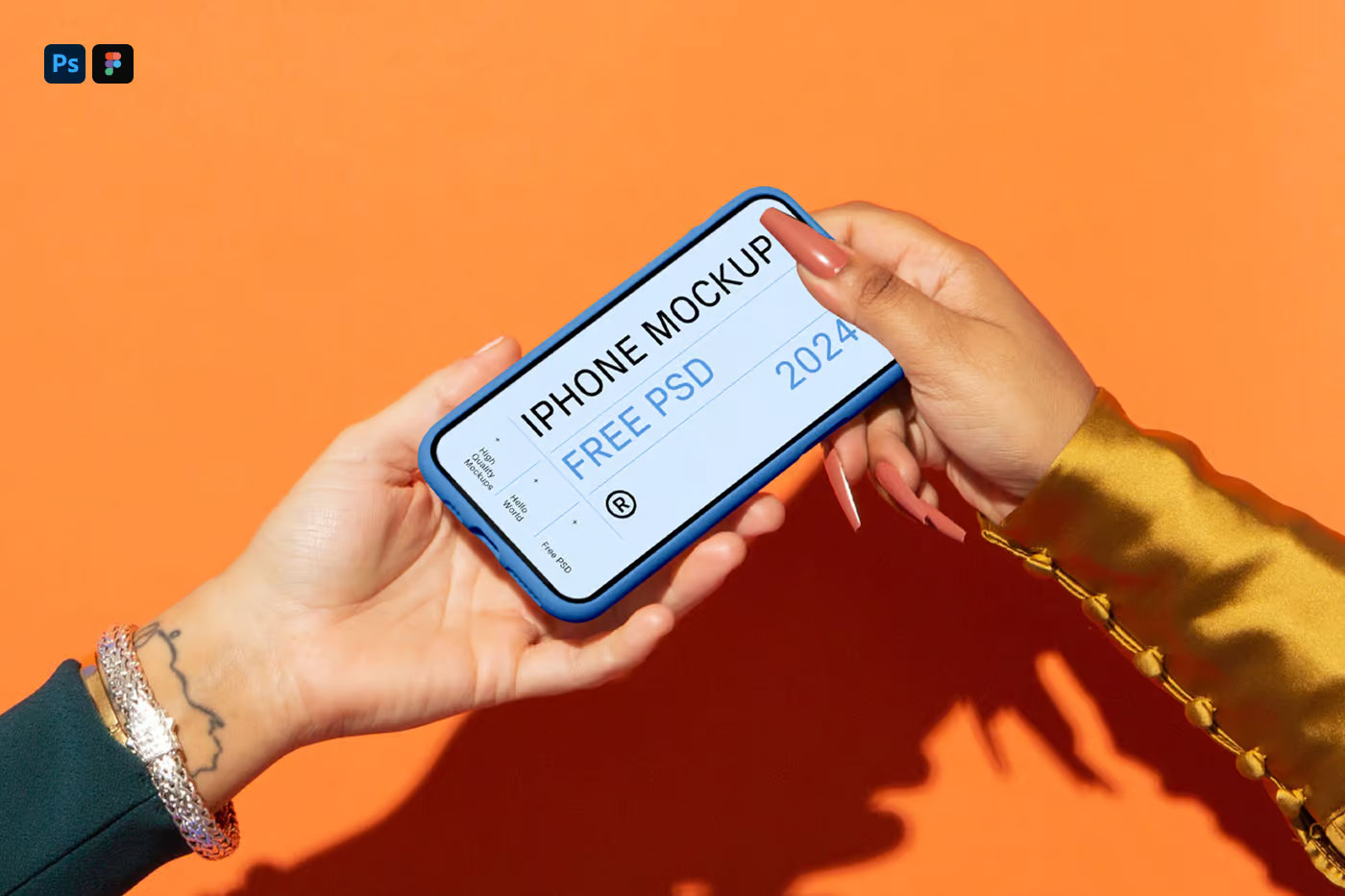 Free iPhone Pro in Case Mockup PSD Template
