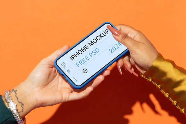 Free iPhone Pro in Case Mockup PSD Template