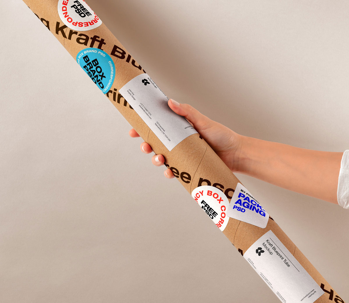 Free Kraft Packaging Tube Mockup PSD Template