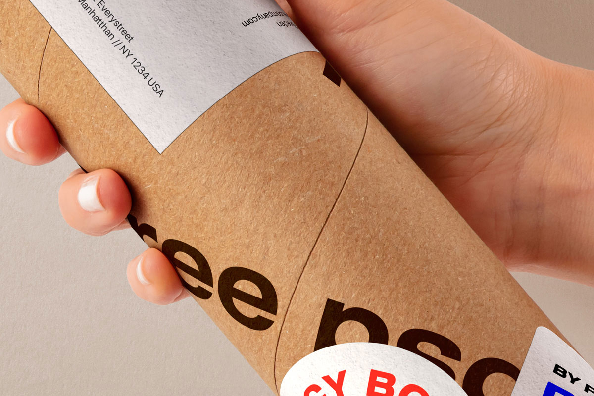 Free Kraft Packaging Tube Mockup PSD Template
