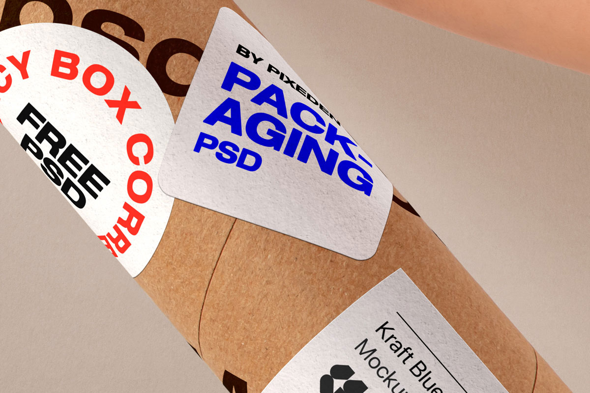 Free Kraft Packaging Tube Mockup PSD Template